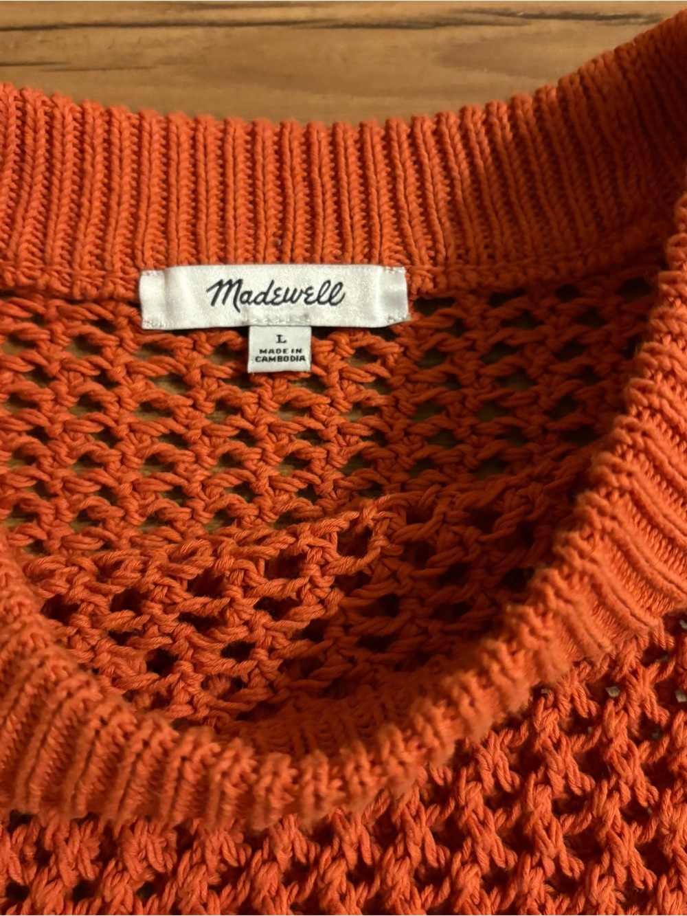 Open-Knit Short Sleeve Sweater Vest in Rust - Picture 4 of 6